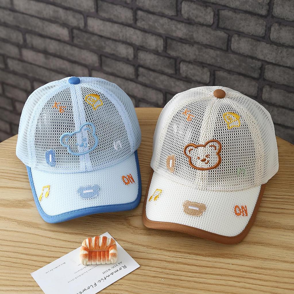 Cartoon Bär Baby Baseballkappe Niedliche Tier Kleinkind Mütze für Kinder Junge Mädchen Sommer Atmungsaktiv Dünnes Netz Sonnenschirm Kappen