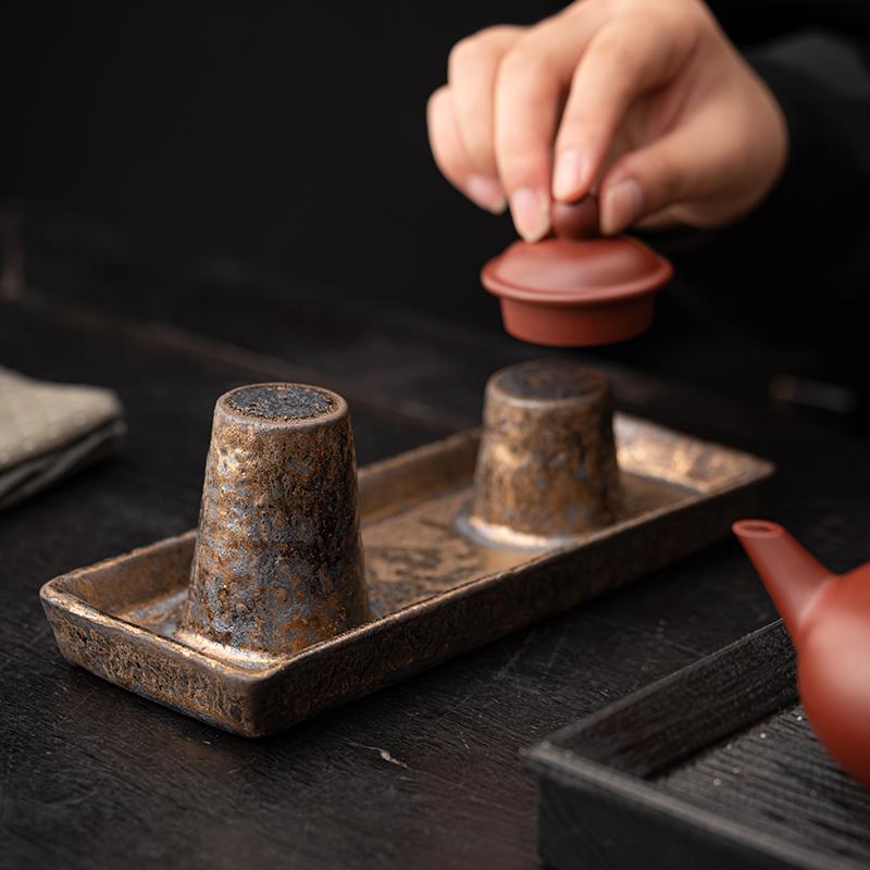 Coarse Pottery Drying Pot Rack, Cover Holder, Retro Purple Sand Teapot, Pot Bearing, Kung Fu Tea Set Accessories, Household