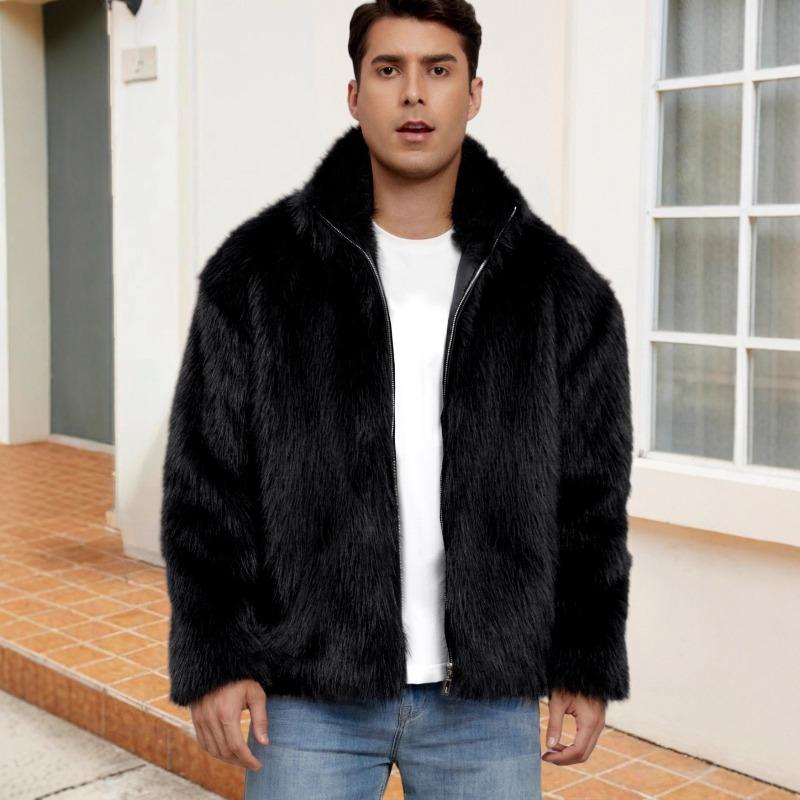 00 Men's stand-up collar short imitation fur jacket thermal imitation fox fur jacket
