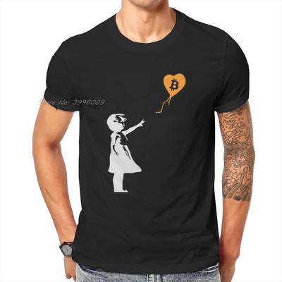 Bitcoin Cryptocurrency Meme Bansky Balloon Girl T Shirt Vintage Graphic Summer Loose Cotton Unisex's Tees Harajuku Crewneck TShirt