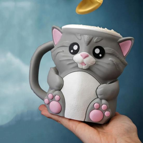 Cat Ice Cream Pint Holder with Spoon Reusable Pint Sleeve for Ice Cream Soda Beer Cans Holder Comfortable Grip Dessert Table Accessory
