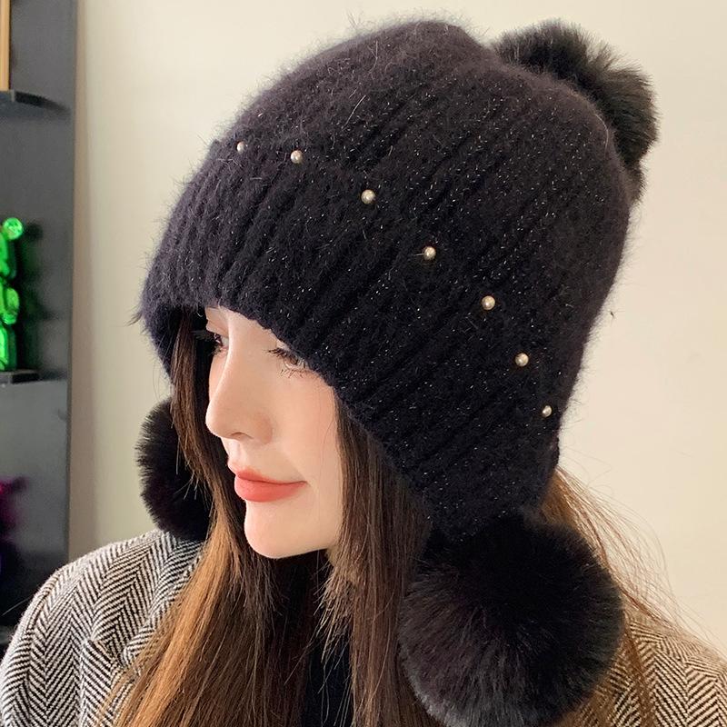 Knit Womens Beanie Winter With Pompom Warm Thick Polyester Stretchy Soft Cozy Nobrim Hat For Christmas
