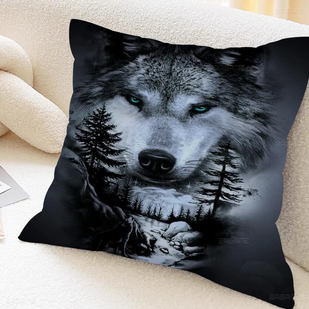 Animal Wolf Wallart Cushion Cover Inches Farmhouse Decor Home Throw Pillow Covers For Couch Decorations