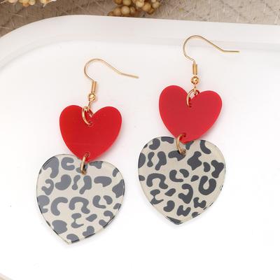 Mode Leopard Herz Acryl Ohrringe für Frauen