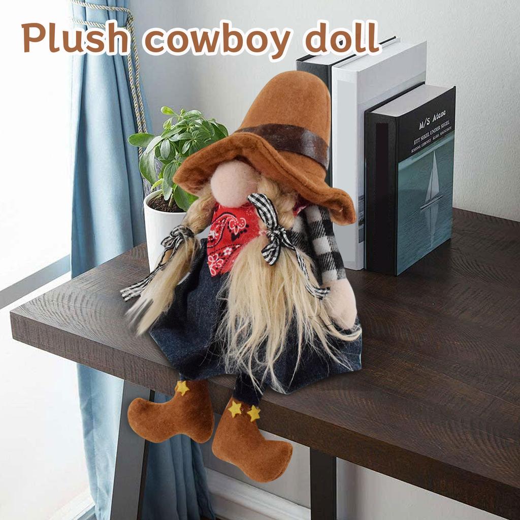 Cowboy Girl Goblin Faceless Doll Figurine, Fisherman Hat Goblin Gnome, Ludao Accessory