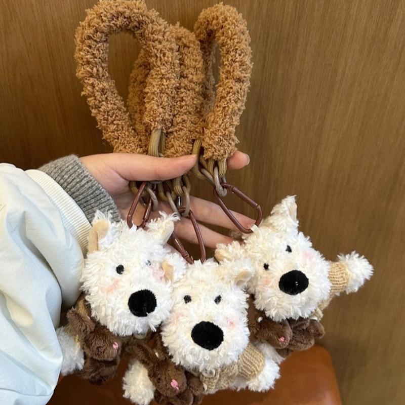 Breloc adorabil cu câine West Highland, breloc pluș cu animal, pandantiv pentru geantă, ornament pentru cheia mașinii pentru iubitorii de animale de companie la modă