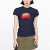 Pure Cotton American Blue Printed Apple Short-sleeved T-shirt for Women Summer New Slim Casual Top Ins