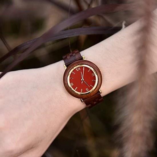 Wooden Wristwatch Ladies Lightweight Simple Womens Stylish Japanese Quartz Birthday Present Women Christmas Mothers Day Gift KINGNOW.