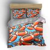 3Pcs Football Bedding Set, Cartoon American Football Pattern Print Duvet Cover + 2 Pillowcases, Sports Fan Decor, Great Gifts
