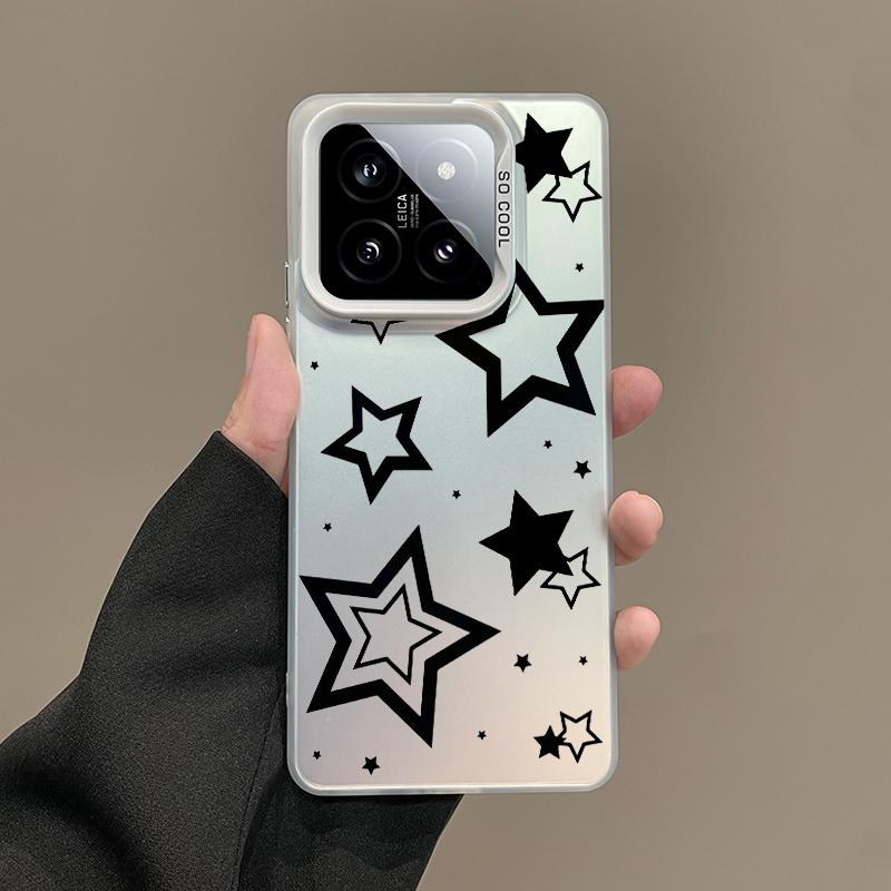 Gift Phone Case For Xiaomi Redmi Note 15 14 5G 13 12 10 11 Pro Plus 4G 15C 14C 13C 12C Silver IMD Cover Style Stars Pattern