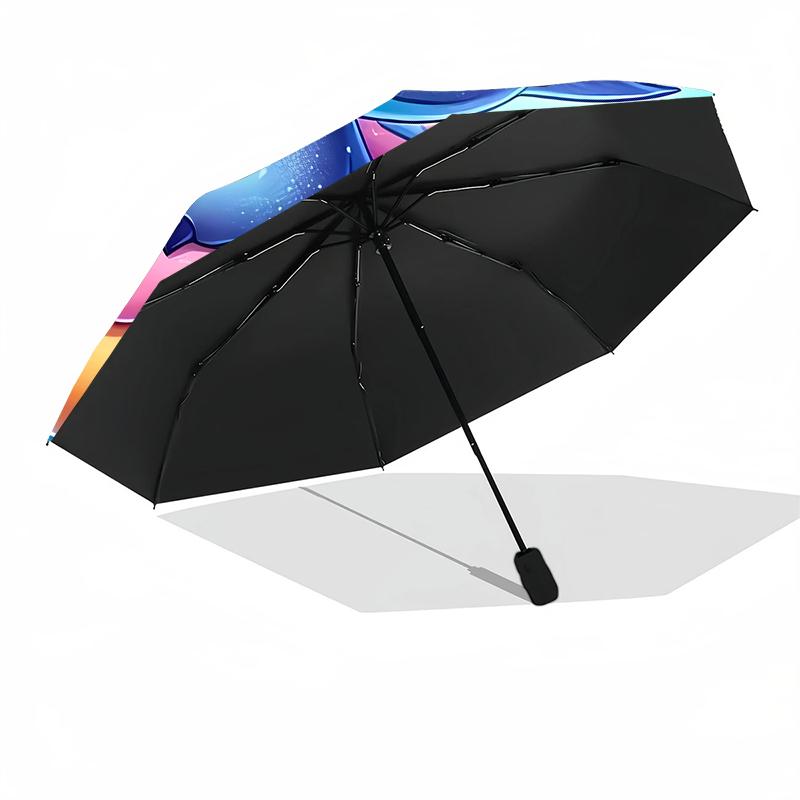 1pc Sturdy 8-Bone Auto Umbrella, Stitch Donut Pastel Pink Blue Umbrella, Digital Printed, Foldable Umbrella for On-the-Go Outdoor Use
