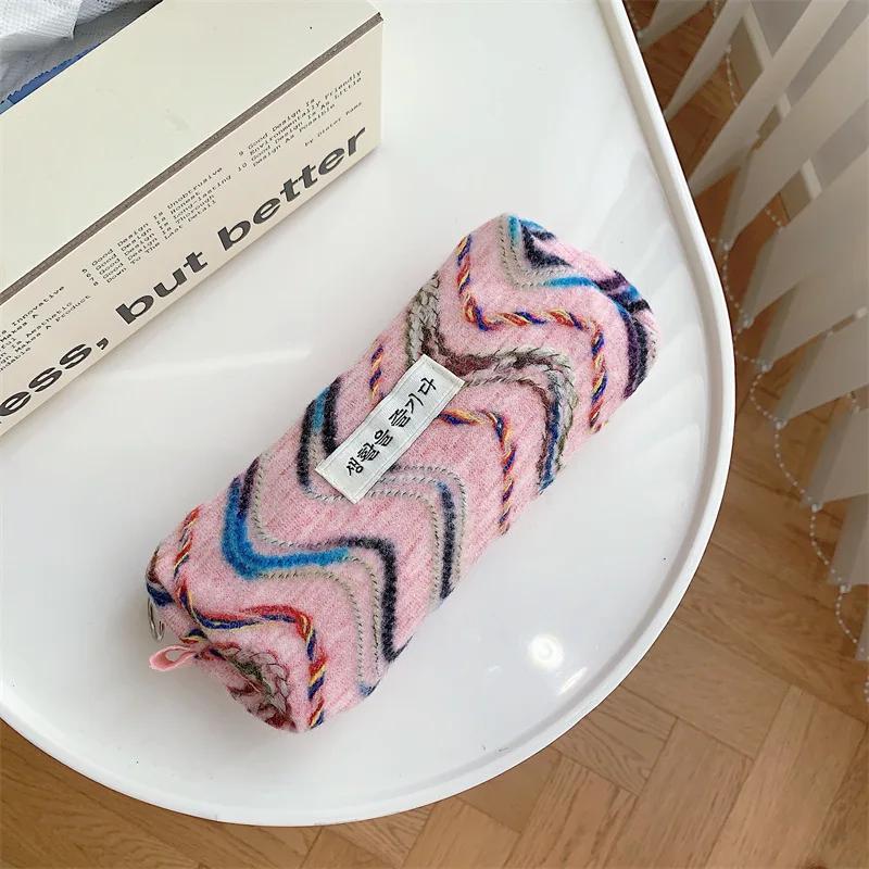 

1 шт., цветная серия, пенал, красочный модный студенческий пенал, большая вместительная холщовая сумка для хранения канцелярских принадлежностей