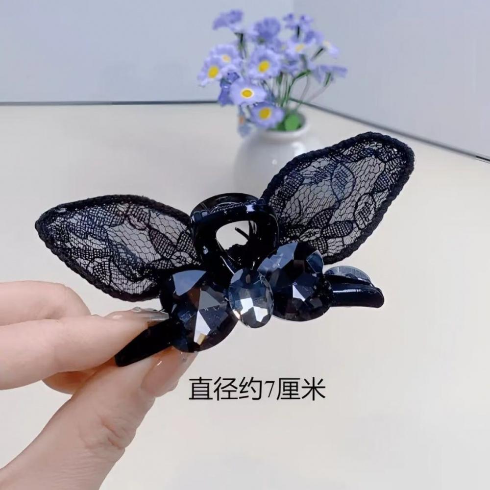 Women Embroidered Butterfly Claw Hair Clip Fashion Back Head Updo Shark Clip Daily Travel Hair Accessories