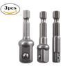 3 Pcs Drill Socket Adapter Impact Drill Extension Drill Bits Bar Socket Adapter 1/4 3/8 1/2 Size Hex Shank Square Head Drill Bit