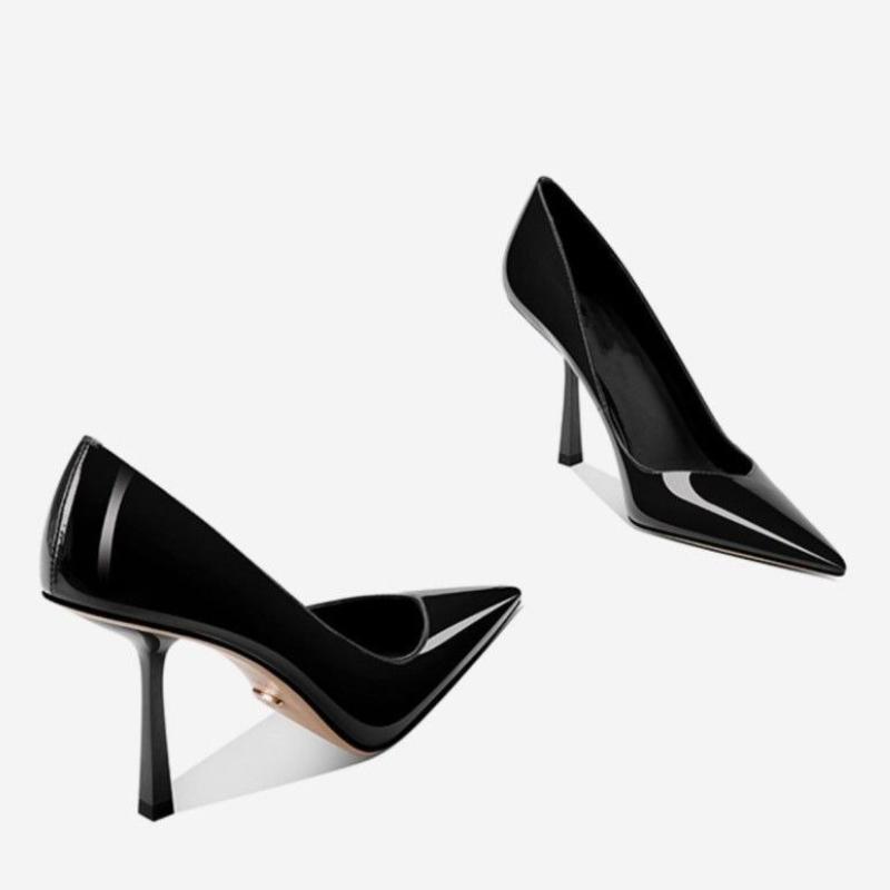 Fashion 2025 New High Heels Women's Stiletto Patent Leather Internet Celebrity Pointed Large Size Small Size Professional Shoes