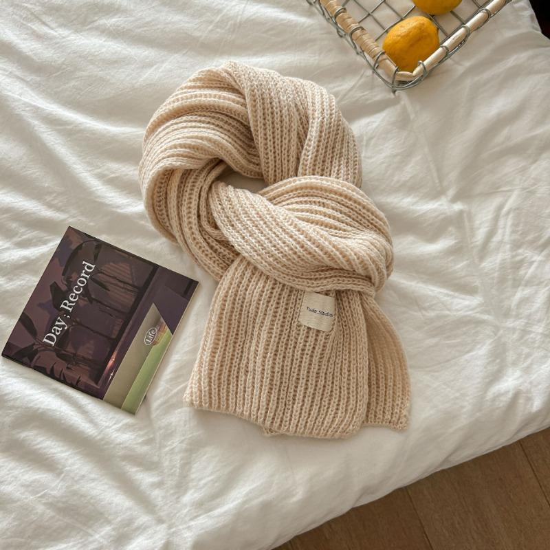 Solid color new scarf women's autumn and winter simple versatile scarf student couple knitted wool warm scarf