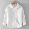Men's Ramie Long-Sleeve Shirt - Spring/Autumn Casual Loose Fit, Youth Classic Style (Model 9798)