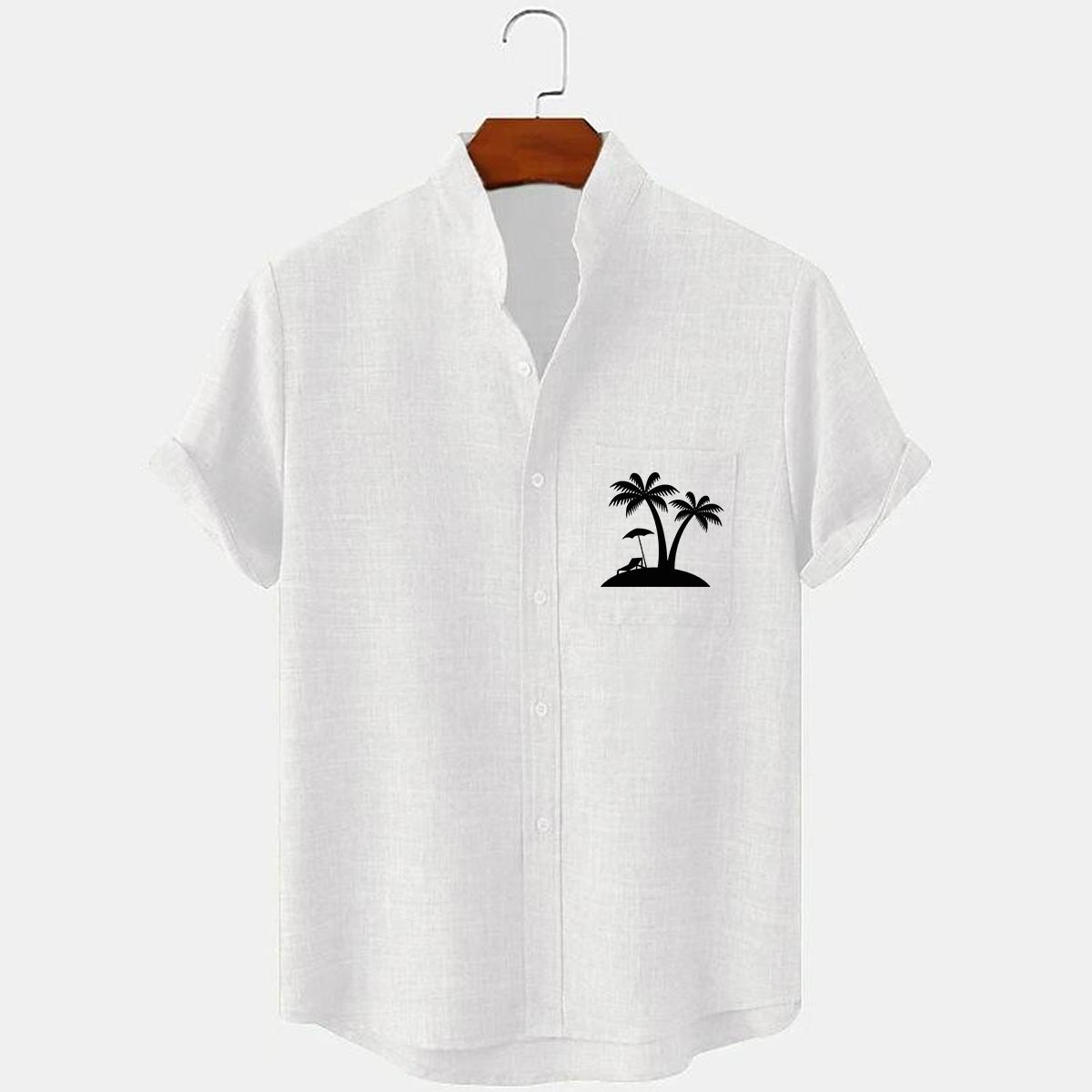 

Мужские модные льняные рубашки с коротким рукавом, повседневные свободные рубашки большого размера XL белый