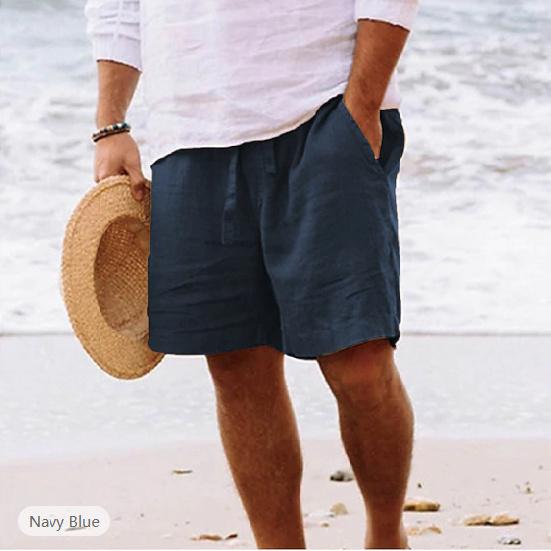 

Новые летние мужские пляжные брюки, повседневные спортивные брюки, удобные эластичные брюки, трендовые свободные шорты 3XL темно-синий