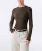 Woman [Heat Standard] Women'S Brushed Slim Crew Neck Long Sleeve T-Shirt [Dark Brown]