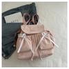 Fashion Cute Knot Women's Backpack Large Capacity Solid Color Travel Bag Drawstring Students Bookbag Travel