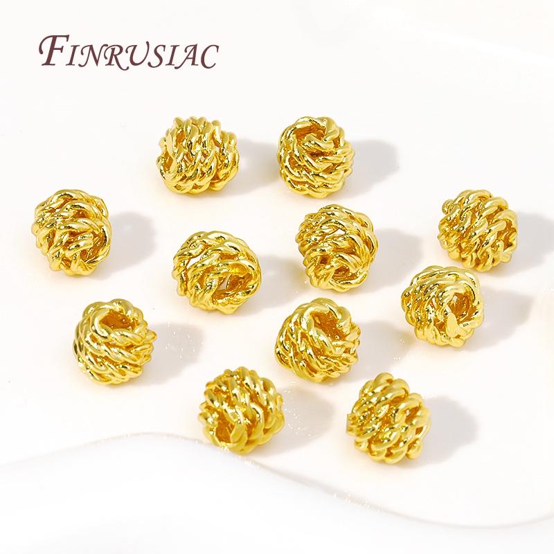 Metal Ball Weave Spacer Beads 18K Gold Plated Separator For Beads Bracelet Beads High Quality DIY Jewelry Accessories