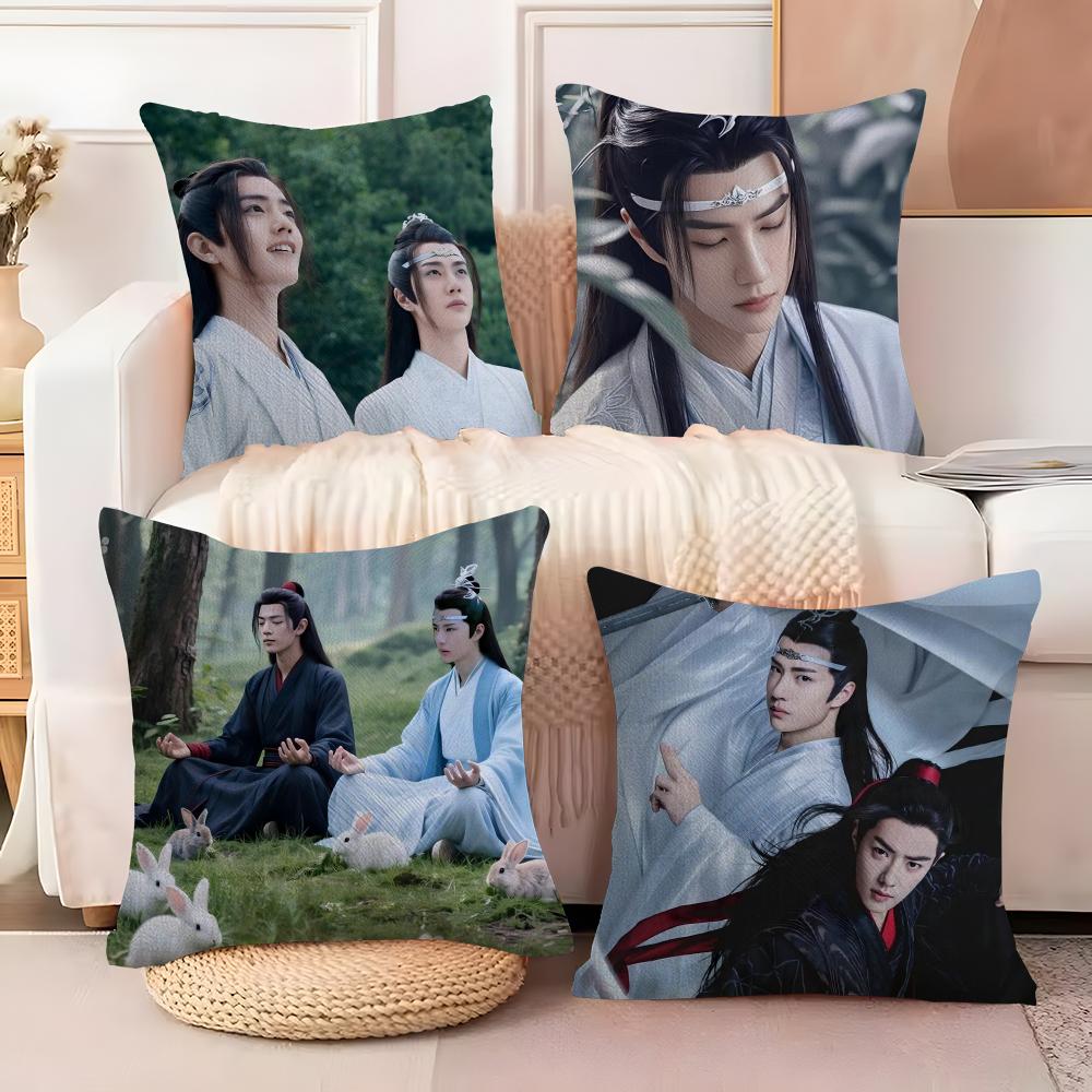 W-Wang Yibo Kissenbezug Weicher Plüschstoff Beidseitig Bedruckter Sofakissenbezug für Alle Jahreszeiten Heimdekoration Geschenk