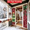 2D Flat - 2pcs 2D Flat Spanish Christmas Theme, 30.48X179.83 cm Polyester Door Couplets, Retro Wine Red Watercolor Base Design, Suitable for Christmas