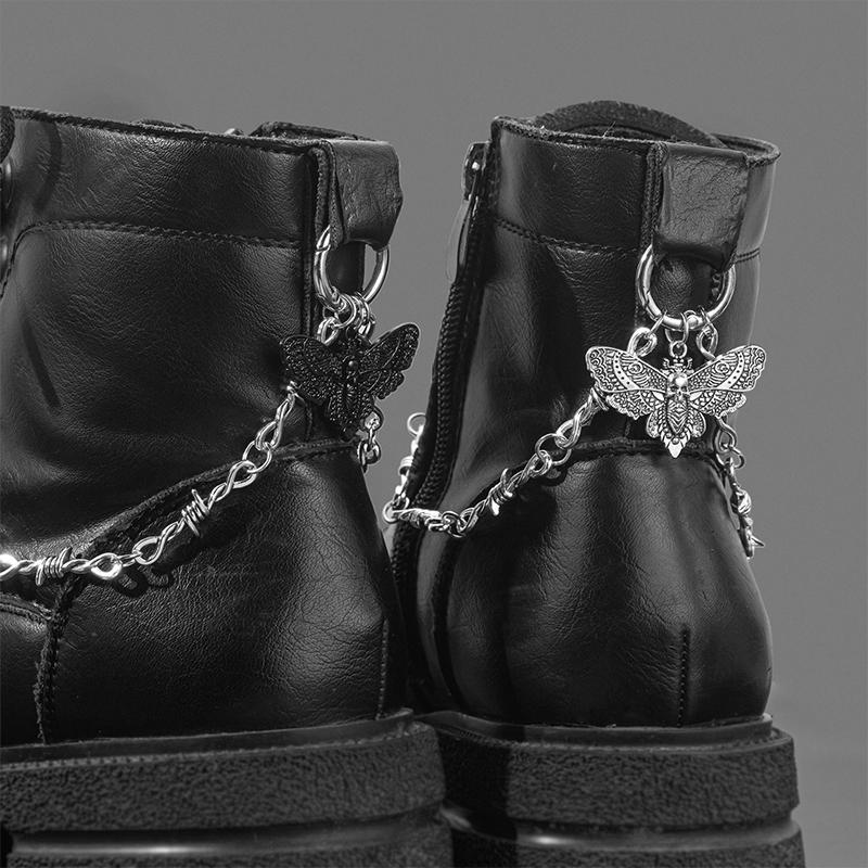 1Pc Retro Detachable Skull Moth Pendant Shoe Decor Chain Easy-Release Buckle Mechanism Ideal Diy Accessory