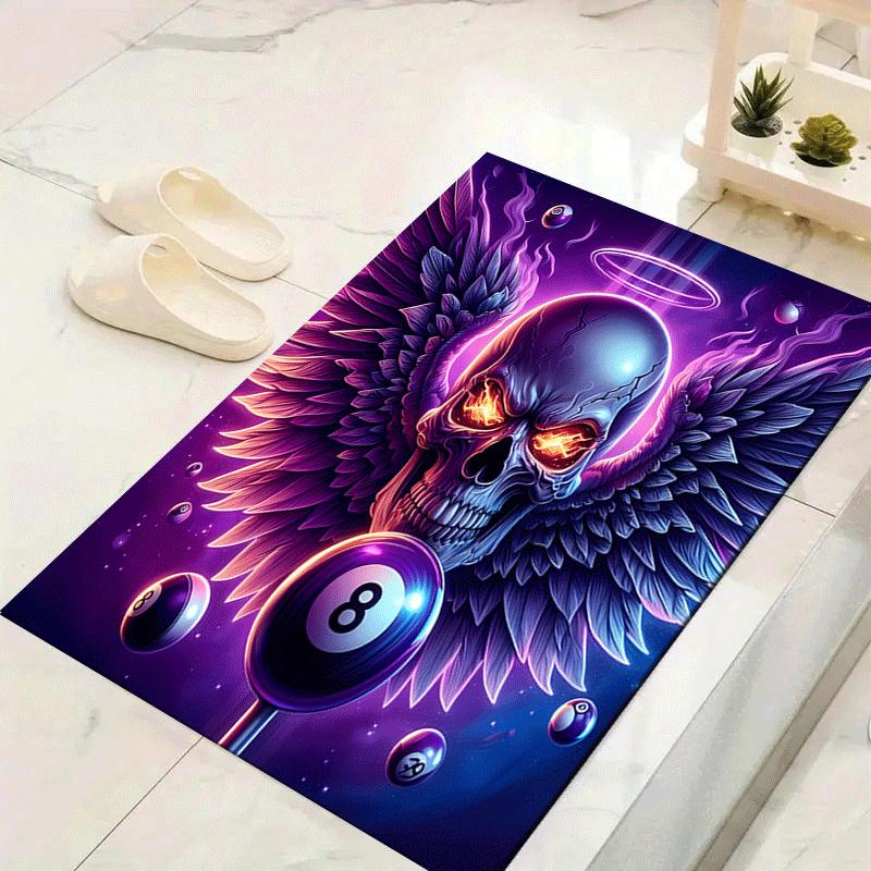 

1pc Skull with wings Print, Design Indoor Area Rug - Soft, Anti-Slip, and Durable Gaming Room Decor for Bedroom, Living Room 60cm by 90cm