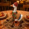 Autumn Pumpkin Duck Resin Figurine Wearing Knit Hat Scarf and Sweater Decorative Fall Seasonal Ornament for Indoor Display