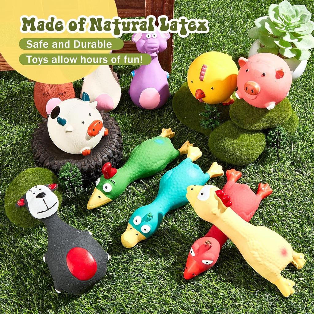 Jenaai 11 Pcs Dog Squeaky Toys Squeaky Latex Dog Toys Soft Chew Rubber Dog Toy Rubber Chew Toys for Dogs Assorted Animal Pet Toys Puppy Fetch Pet