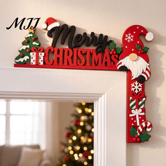 Indoor Holiday Door Sign Christmas Wooden Corner Decor, Festive Gnome/Gingerbread House/Letter Frame Sign, No Unique Gift Idea Drill Topper