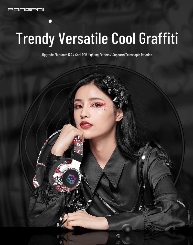 2026 Graffiti Bluetooth Over-Ear Headphones - Long Battery for Gaming
