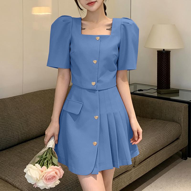 ZANZEA Women Casual Short Sleeve Blouse and Short Skirts Elegant Two Piece Suit Sets