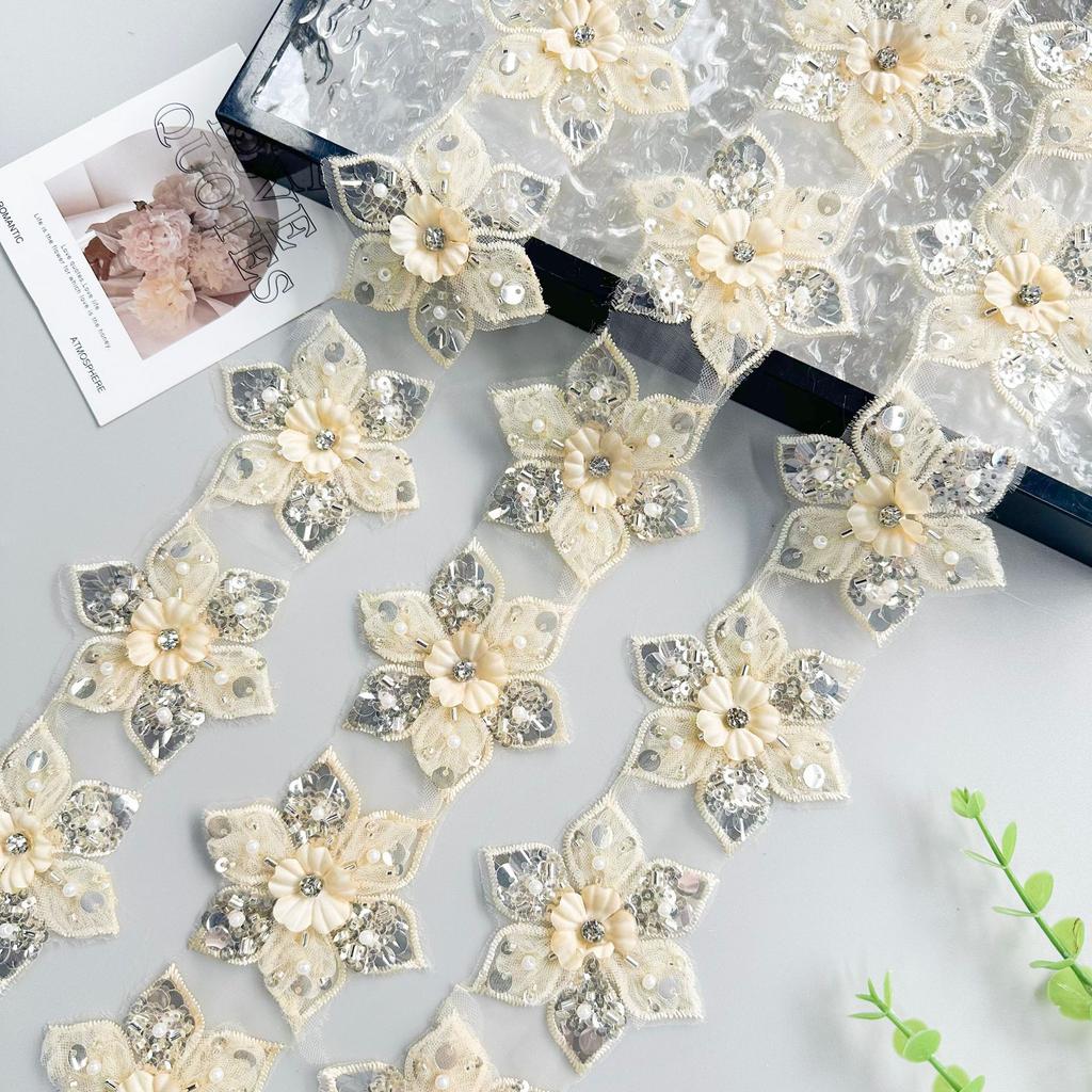 8Cm Three-Dimensional Flower Nail Diamond Sequin Lace Diy Bag Shoes And Hats Accessories Clothing Decorative Lace Accessories