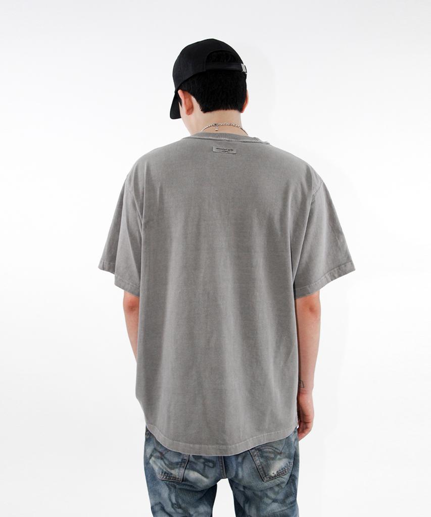 Keuligeon Pigment 3 Stitch Semi-Oversized Short Sleeve T-Shirt Metal Grey