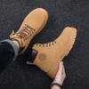 Big yellow boots men's autumn and winter new velvet Martin boots men's retro matte men's versatile casual trend high-top shoes