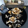 Golden Roses and Butterflies Round Area Rug,Carpet Rug for Living Room Bedroom Sofa Playroom Decor,Non-slip Floor Mat