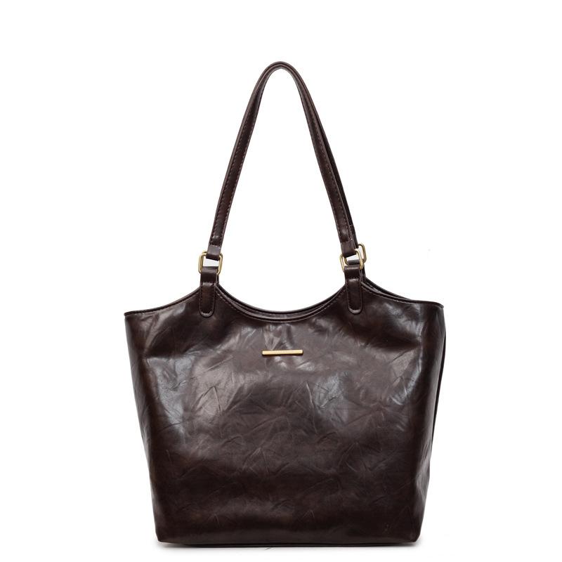 

Large-capacity underarm bag women s 2025 autumn new trendy retro commuter tote bag handbag shoulder bag темно-коричневого