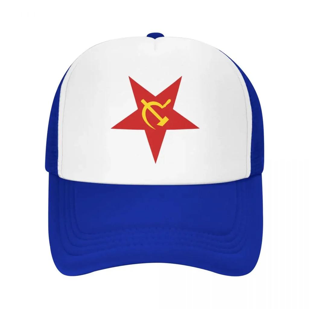 Custom Punk Soviet Union Red Star Hammer And Sickle Baseball Cap CCCP USSR Flag Trucker Hat Sun Protection Snapback Trucker Cap