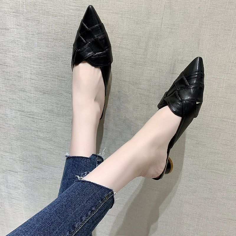 Fashion Pointed Toe Outside Slides Medium Heel Shoes Casual Summer Women's Slippers and Ladies Sandals Sale Slip-resistant 39 Footwear