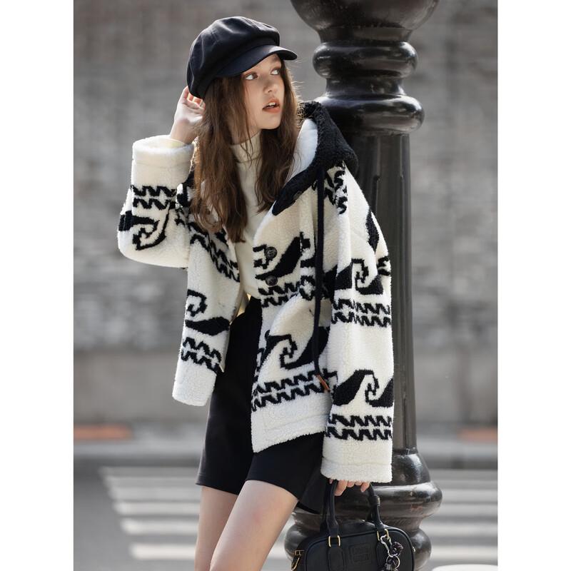 TonLion 2025 Zimowy Krótki Płaszcz z Futra Sztucznego ze Zintegrowanym Kapturem