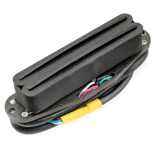 Musiclily Pro ST-DPHA Alnico 5 Single-Size Humbucker Pickup, Super Distortion 13.2K, for Stratocaster Electric Guitars, Black Body, Black Rails