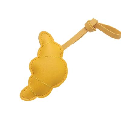 Sturdy PU Leather Keychain With Detachable Croissant Charm For Everyday Use And Travel Accessories