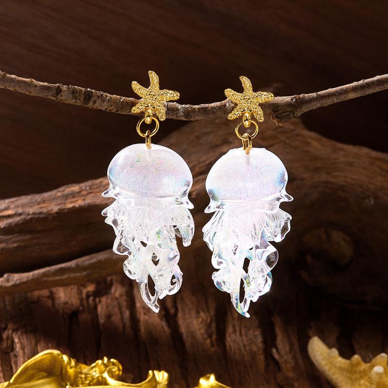 Creative Acrylic Graduated Jellyfish Pendant Earrings for Women Dreamy Pink Ocean Life Earrings Summer Party Jewelry Accessories