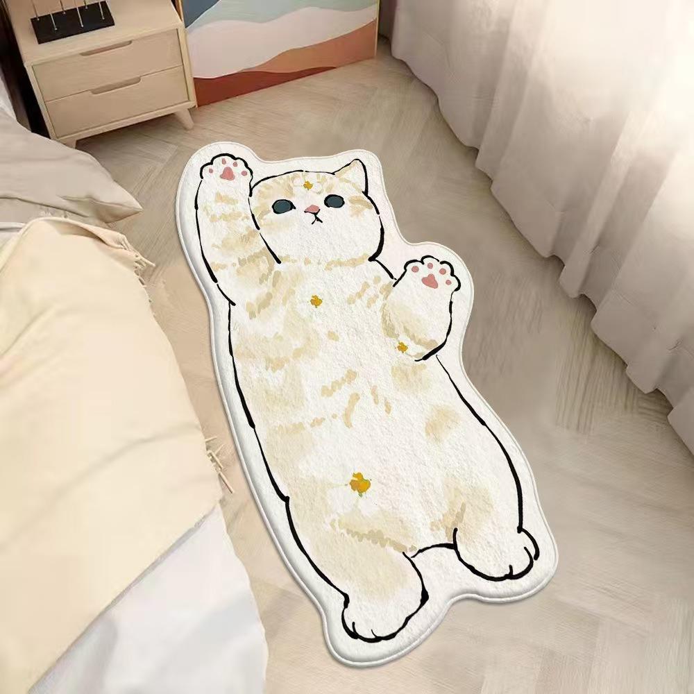 

2 шт. мультяшный милый кот имитация кашемира ковер для спальни специальная форма прикроватный коврик на пол 40X60cm