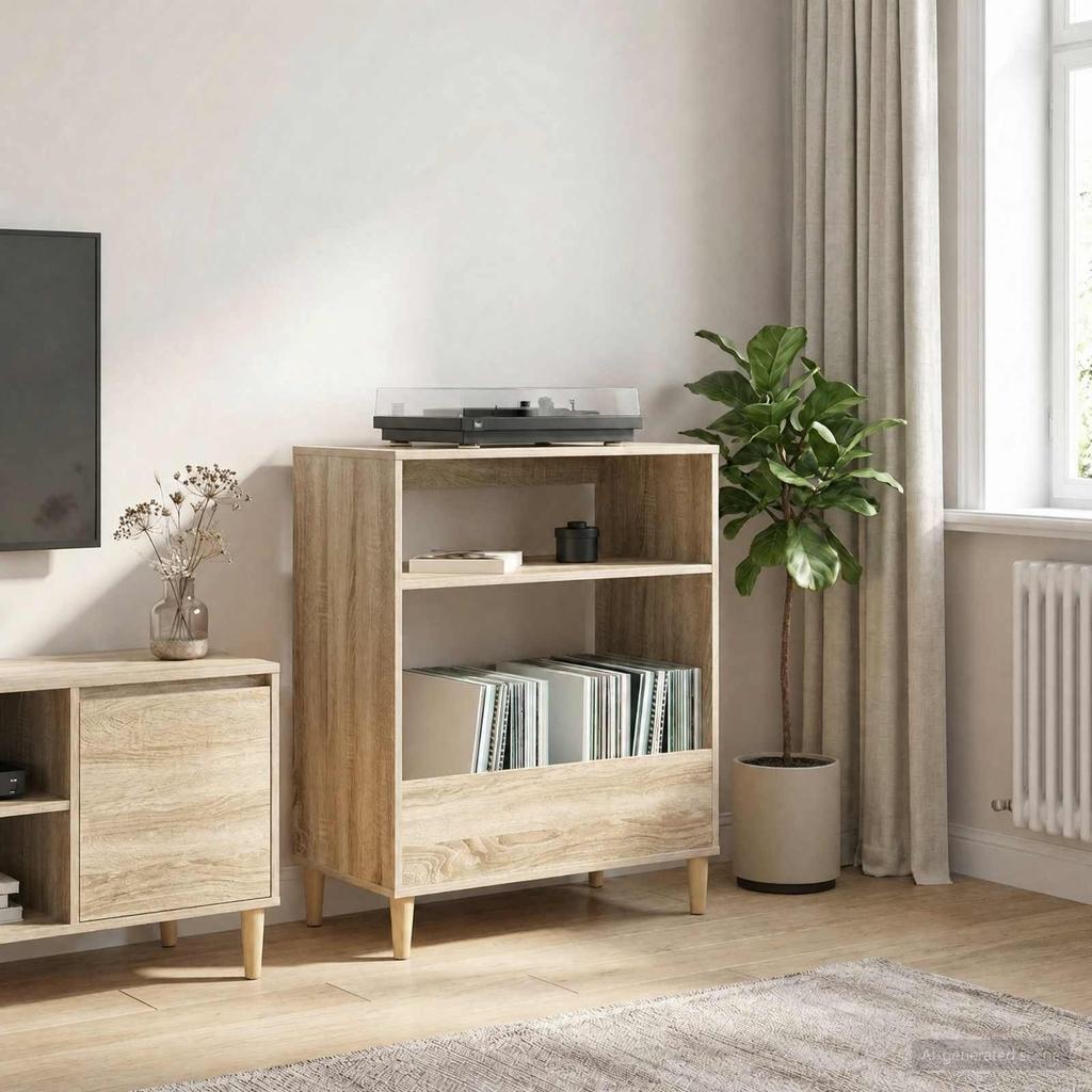 Record Player Stand Sonoma Oak 71 x 39.5 x 83 cm