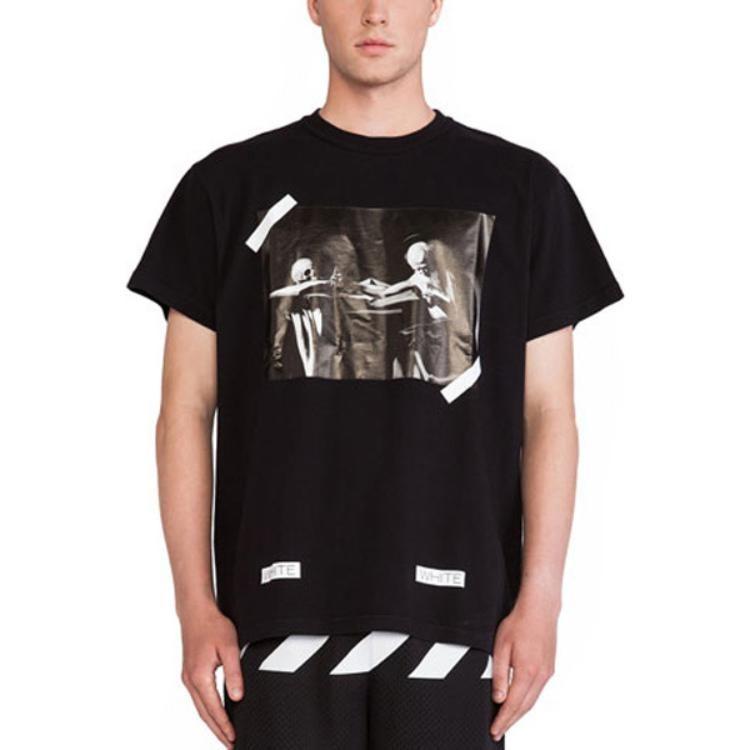 OFF WHITE T Shirts Men's Black Crew Neck Moderate Straight Fit AU1001-03-05