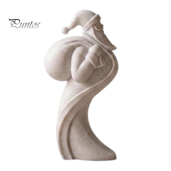 Unique Minimalist Holiday Art Pieces Abstract Santa Claus Ornament, Sandstone Texture 3D Print Decor Statues, Artistic Figurines for Tabletop Entrance